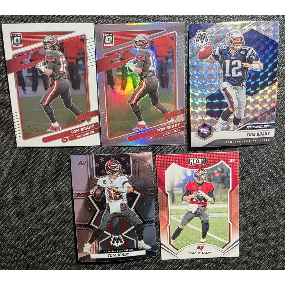 Tom Brady 5 Card Lot of Panini Football Cards
